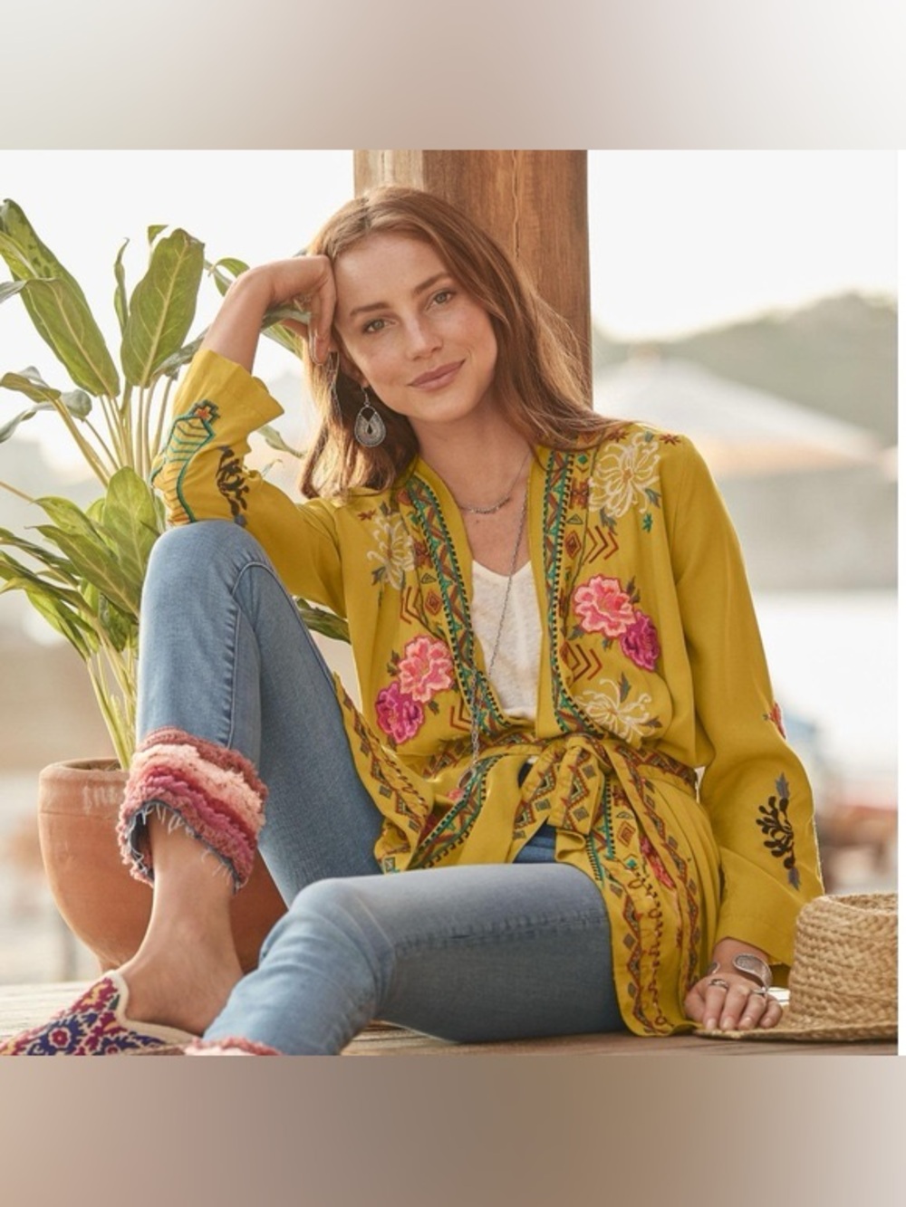DRIFTWOOD Embroidered Tie-Waist Kimono Cardigan - Picture 13 of 13